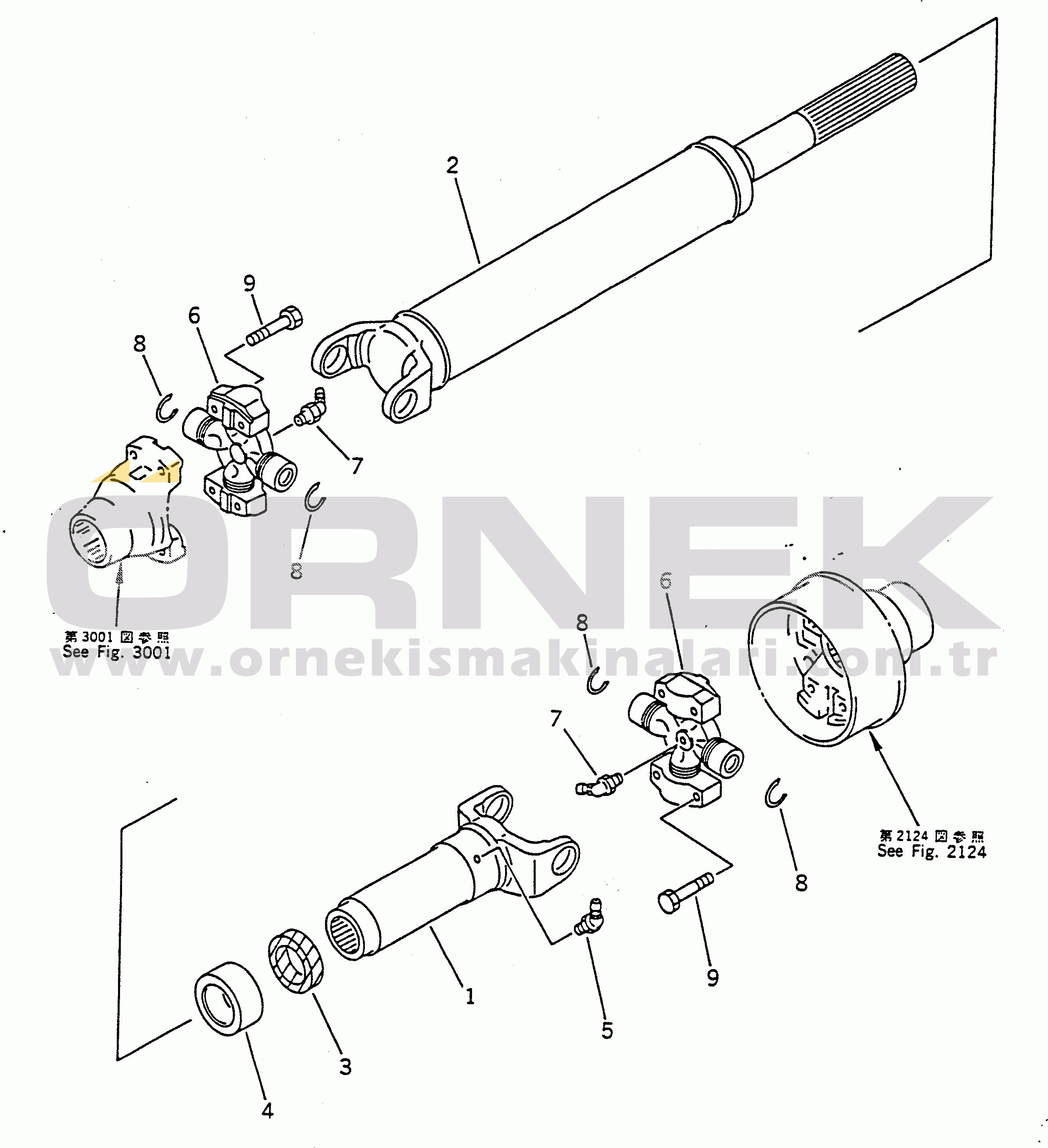 Komatsu WA50-1 S/N 10001-UP DRIVE SHAFT (CENTER)