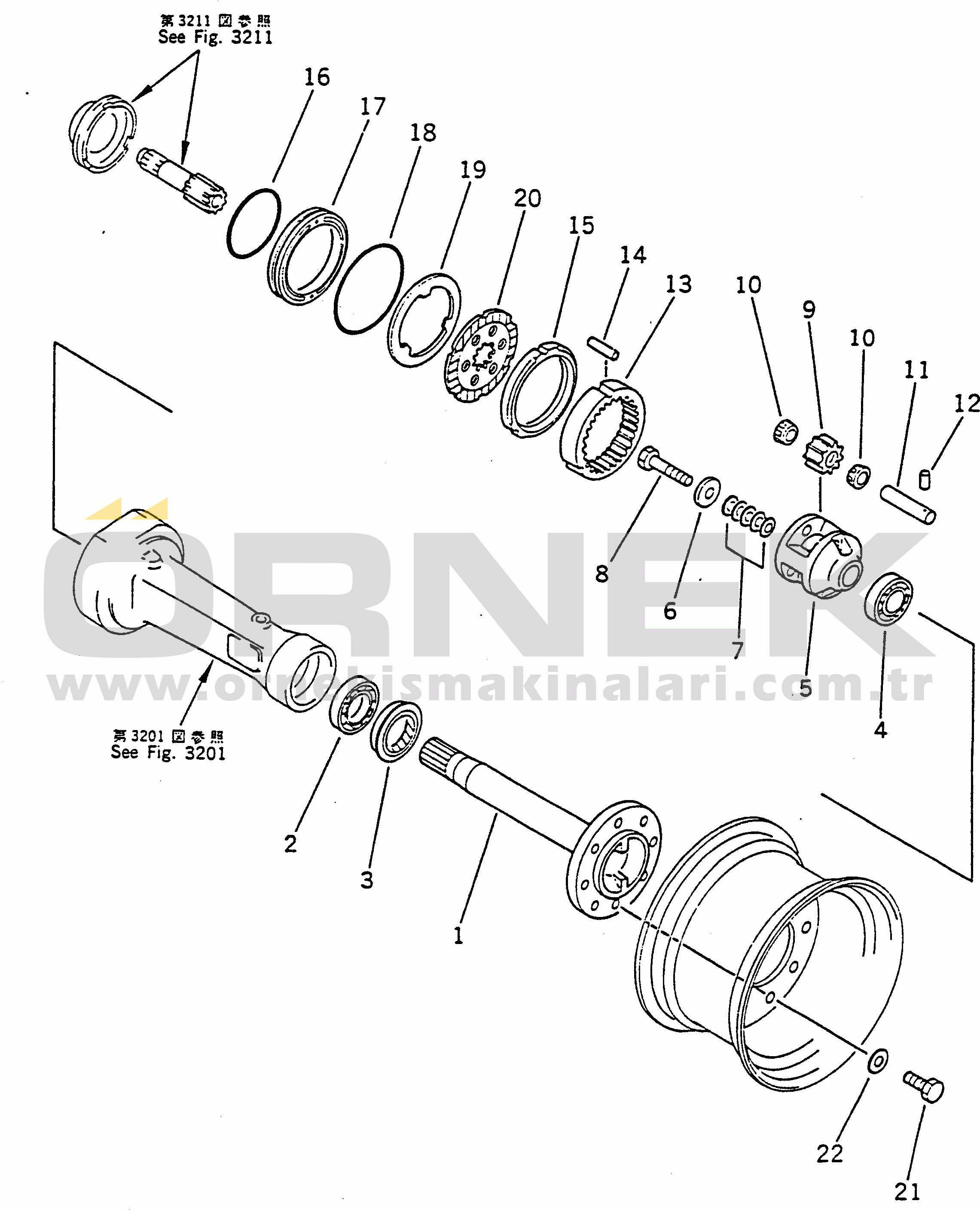 Komatsu WA50-1 S/N 10001-UP REAR WHEEL BRAKE AND FINAL DRIVE
