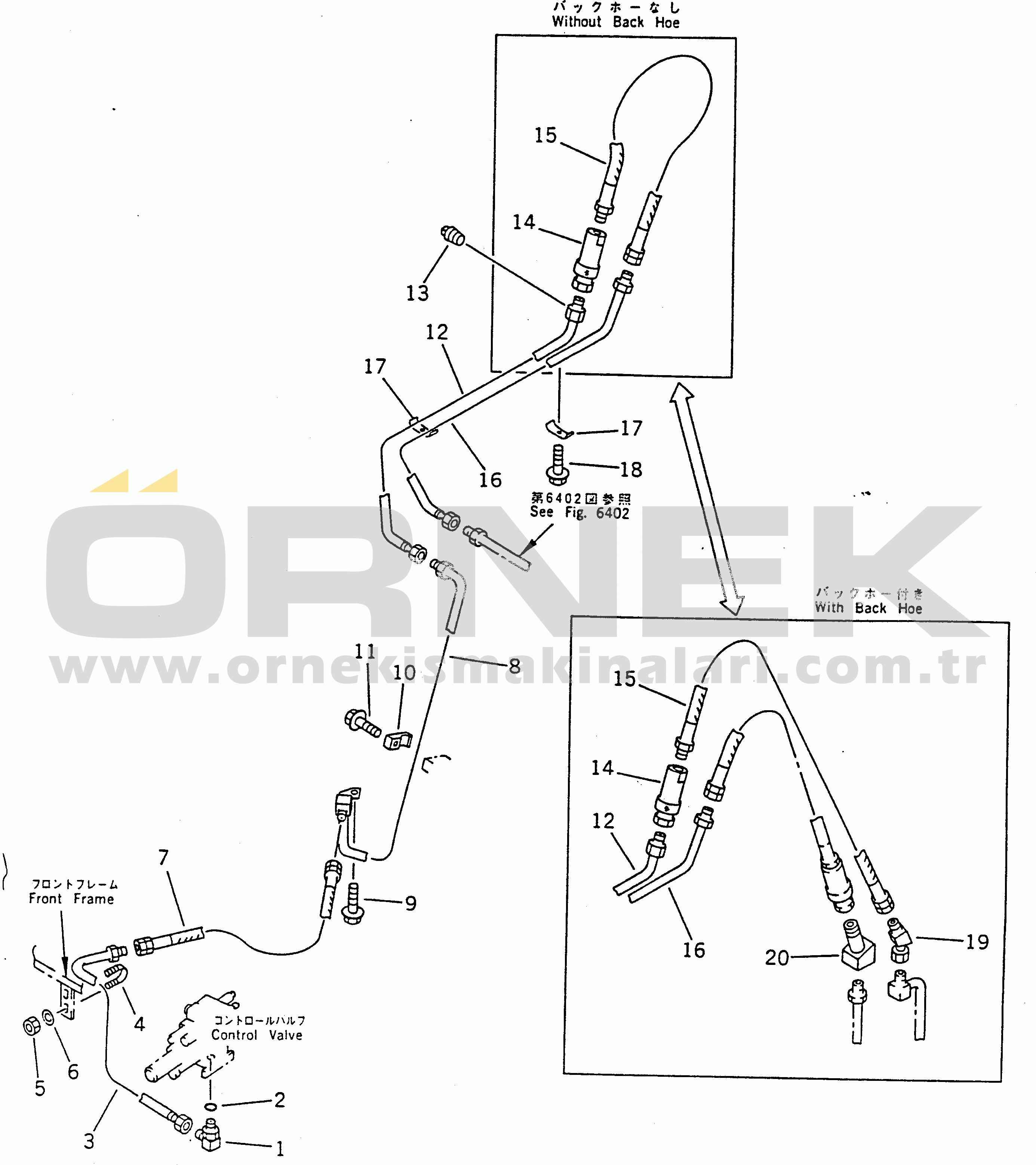 Komatsu WA50-1 S/N 10001-UP HYDRAULIC PIPING (FOR BACKHOE)
