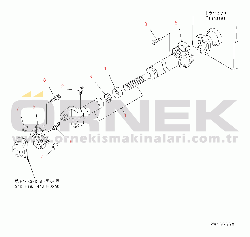 Komatsu WA50-3 S/N 20001-22999 (S3D84E (Emission) Eng. Installed) FRONT DRIVE SHAFT