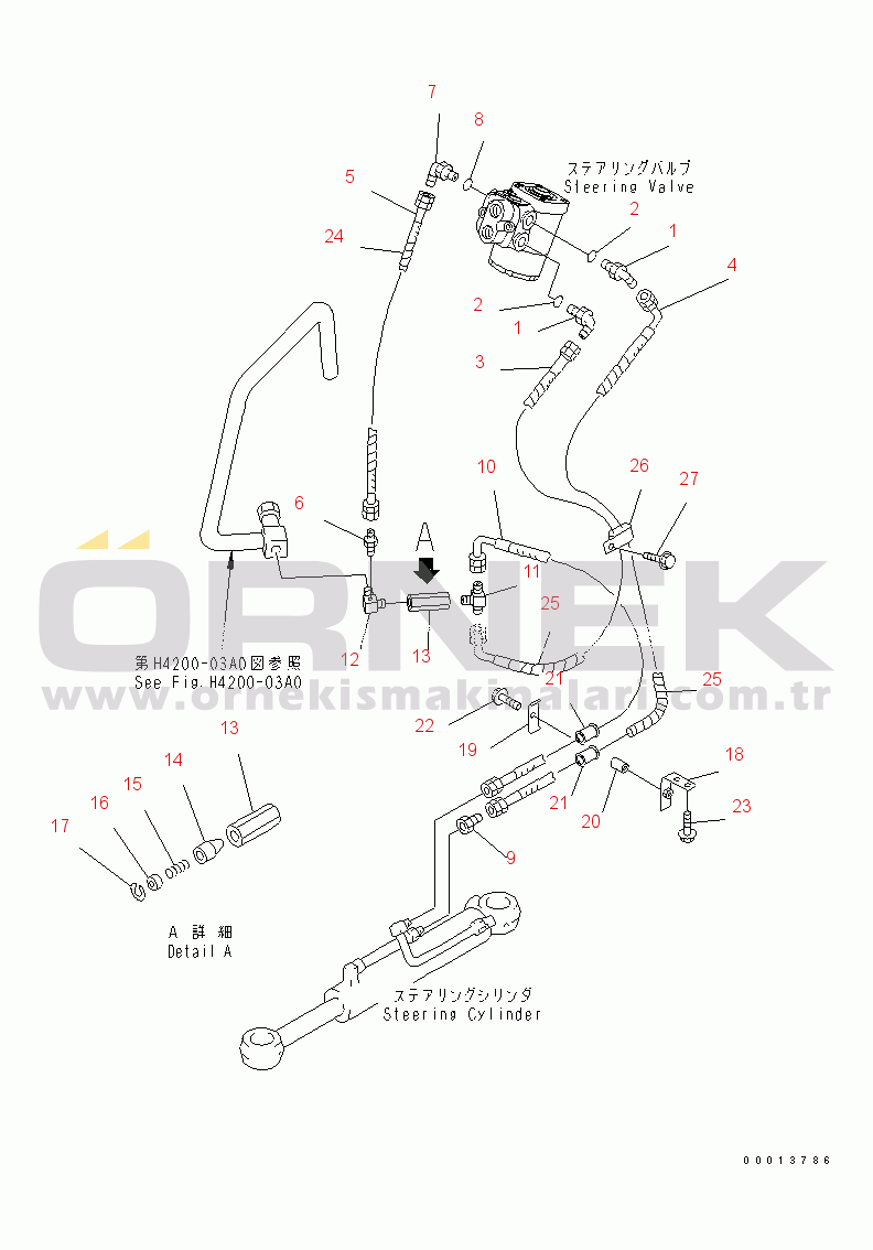 Komatsu WA50-3-CN S/N 23001-UP HYDRAULIC PIPING (STEERING LINE)