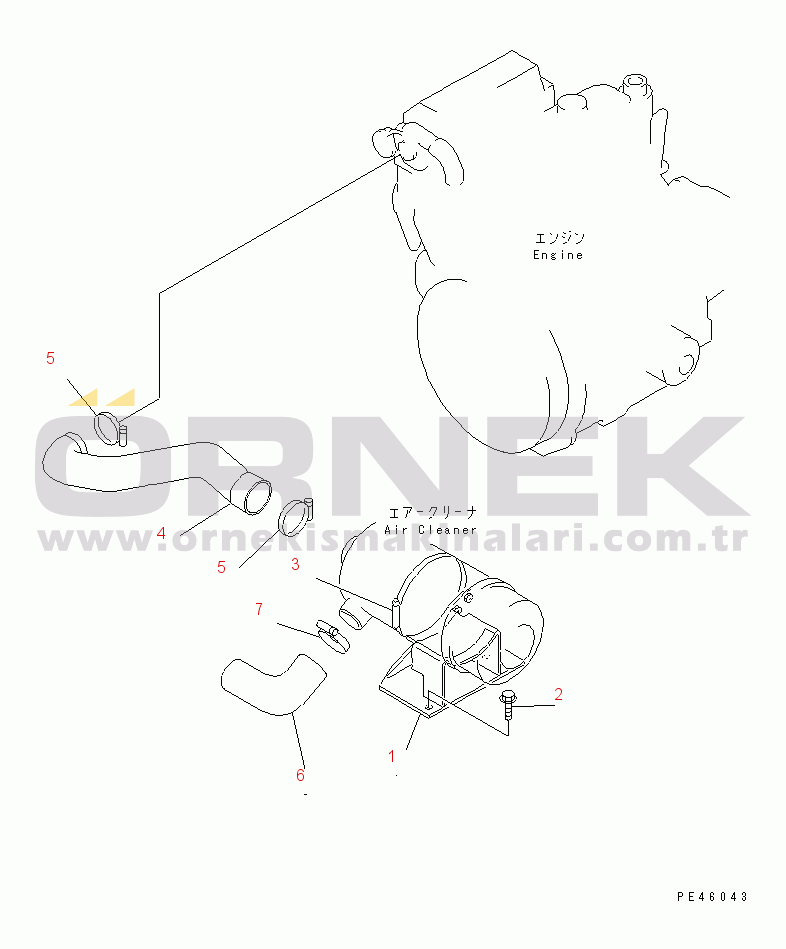 Komatsu WA50-3-X S/N 20001-22999 AIR CLEANER CONNECTION