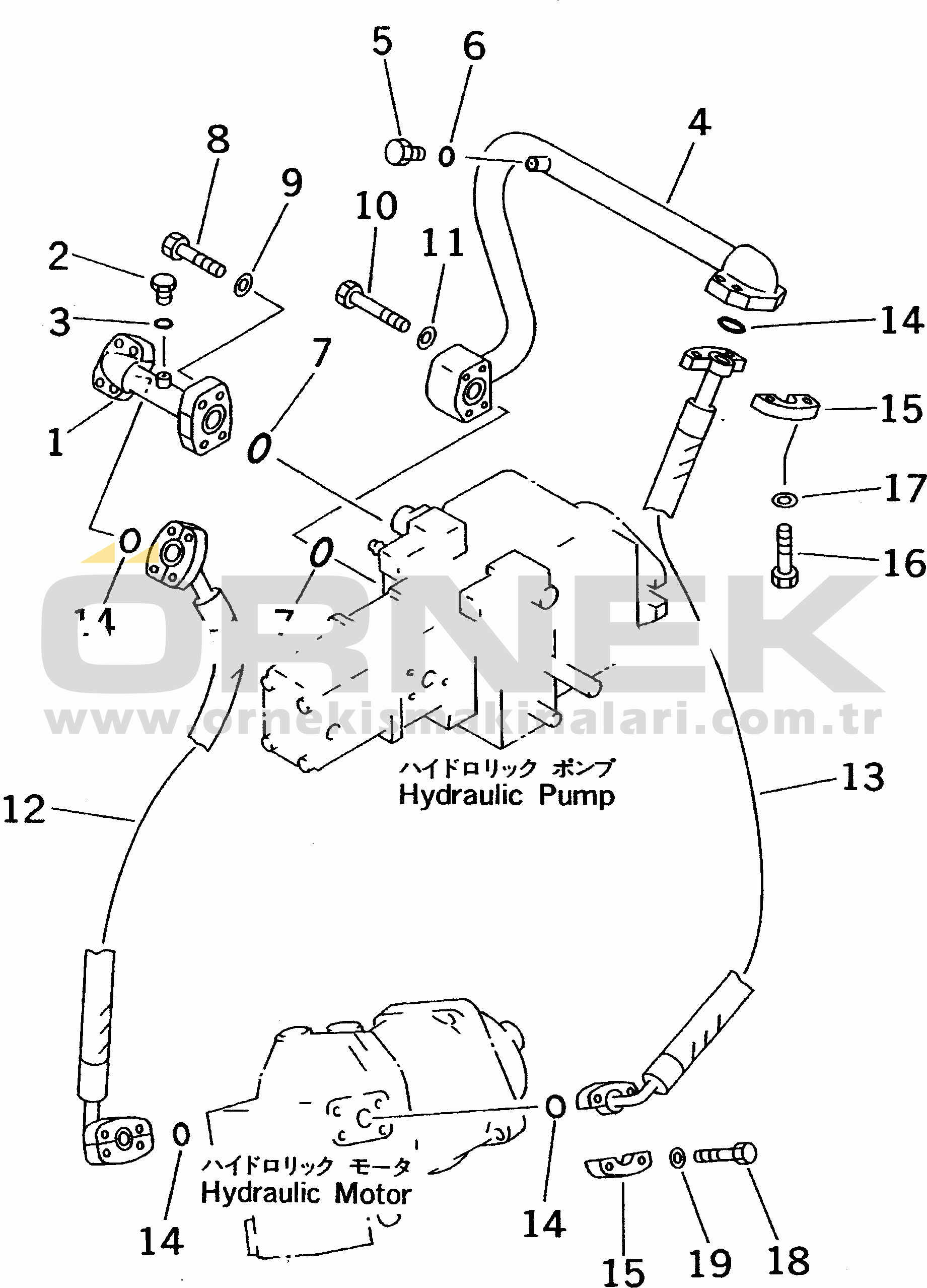 Komatsu WA50-3-X S/N 20001-22999 HST PIPING (MAIN LINE)(#20642-22999)