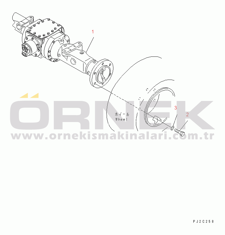 Komatsu WA50-3-X S/N 20001-22999 REART AXLE AND WHEEL MUNTING PARTS