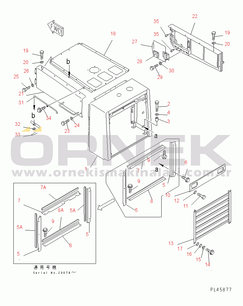Komatsu WA500-1 S/N 10001-UP RADIATOR GUARD AND ENGINE HOOD(#20001-)