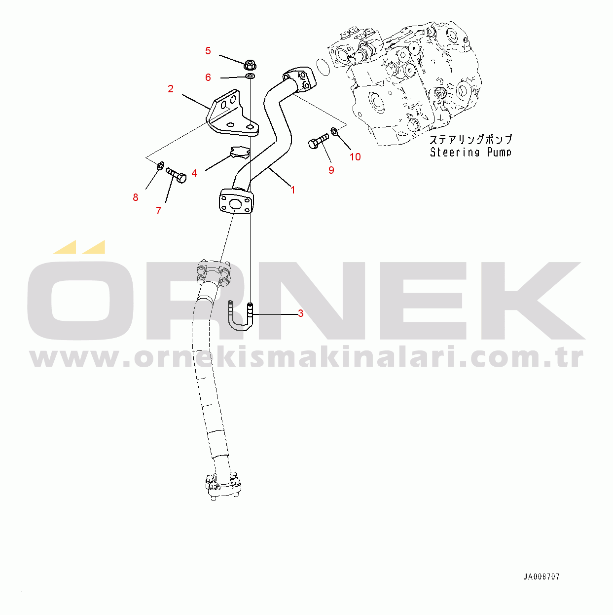 Komatsu WA500-7 S/N H62051-UP Steering Hydraulic Piping, Steering Demand Valve Piping (1/2)