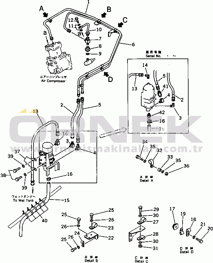 Komatsu WA600-1 S/N 10001-UP (Overseas Version) AIR DRYER PIPING(#10001-11182)