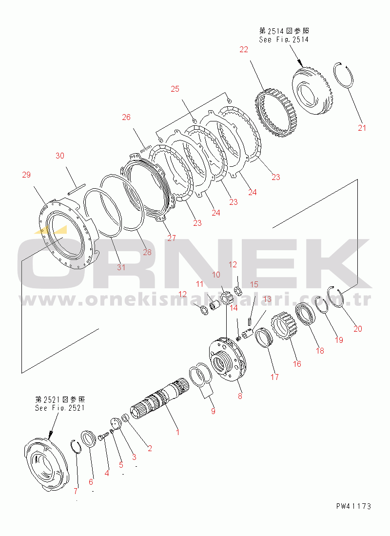 Komatsu WA600-1H S/N 10001-UP (-50cent. Spec.) TRANSMISSION (1ST CLUTCH)