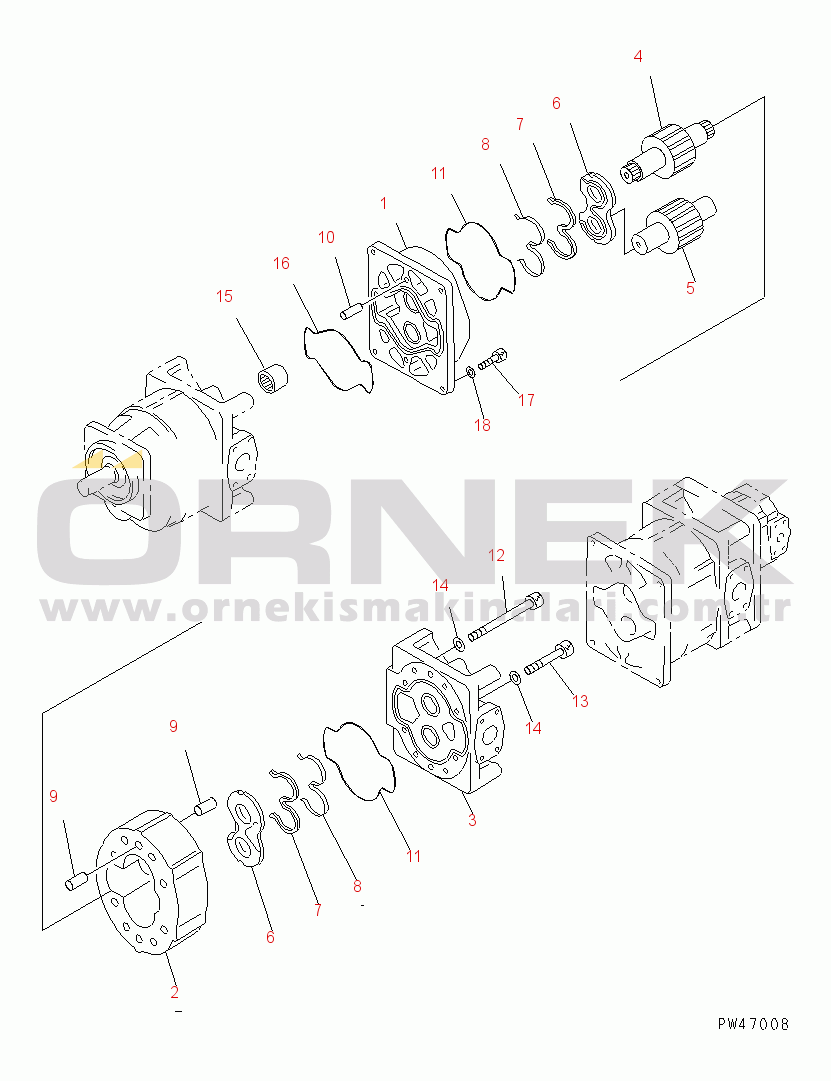 Komatsu WA600-3 S/N 50001-UP HYDRAULIC PUMP (2/4) (WORK EQUIPMENT¤ 2/2)(#50001-52001)