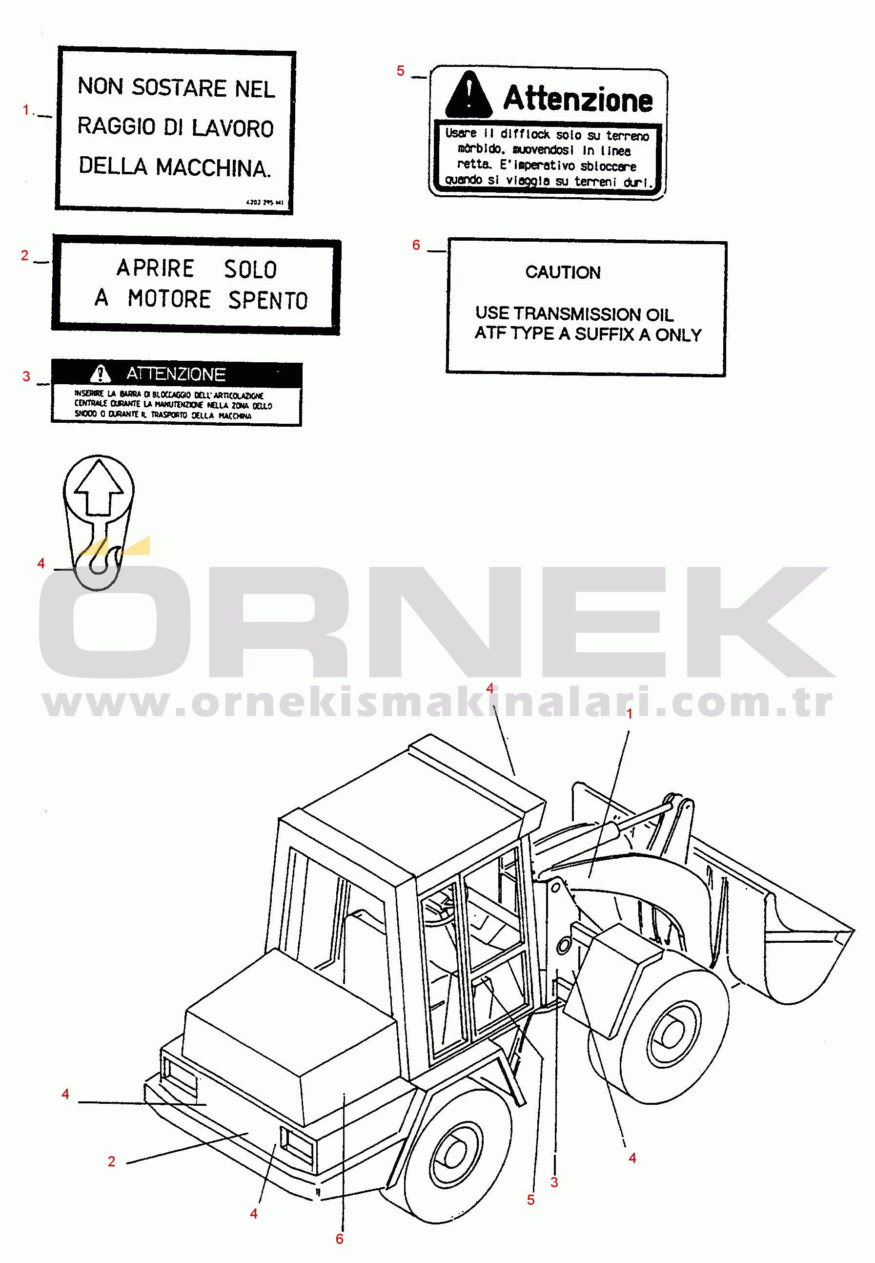 Komatsu WA60-1 (10F) S/N 371020051 and UP DECALS, ITALIAN