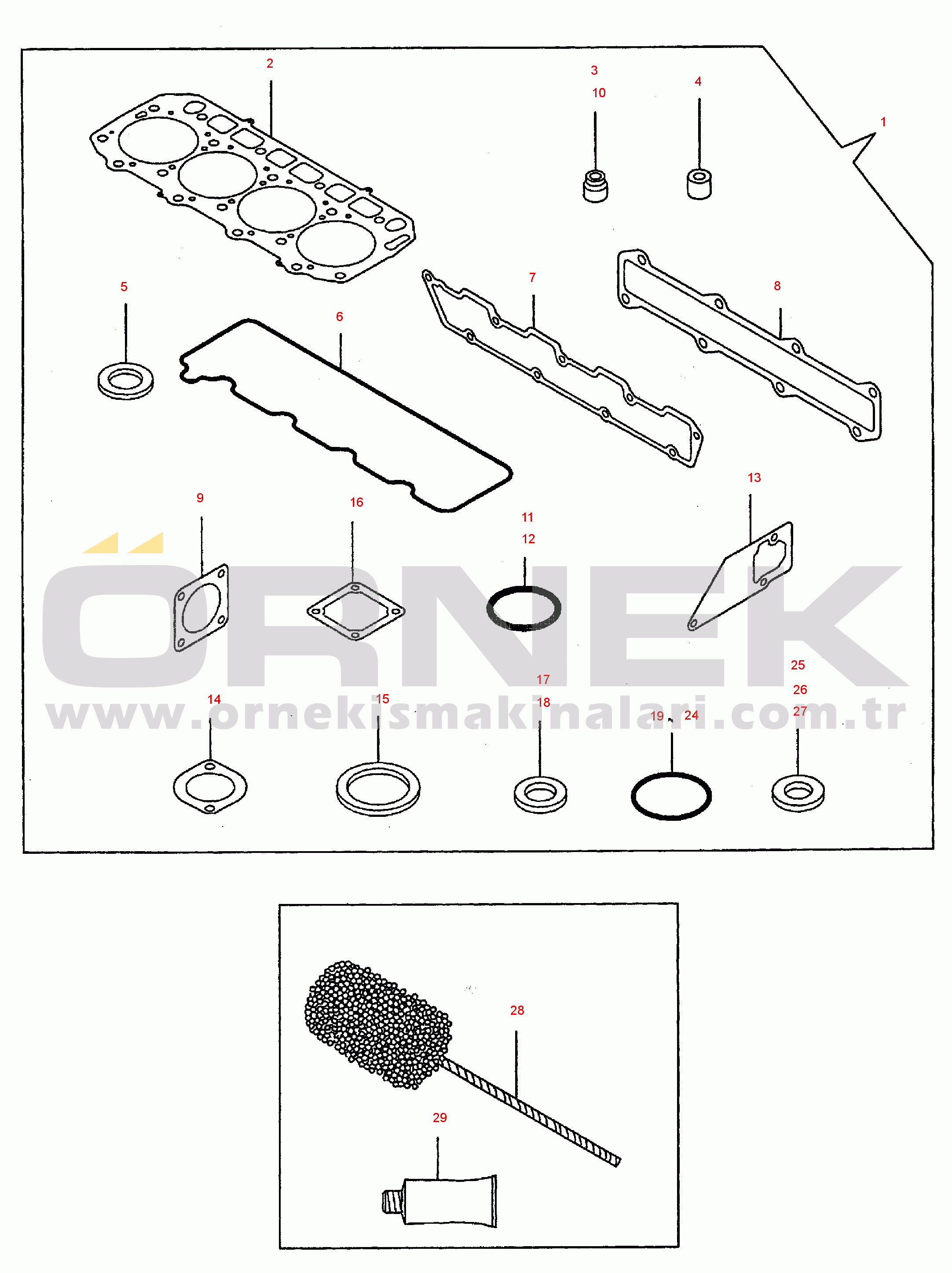 Komatsu WA65PT-3 HA050075 - HA0500108 / H30109 and UP GASKET KIT, CYLINDER HEAD