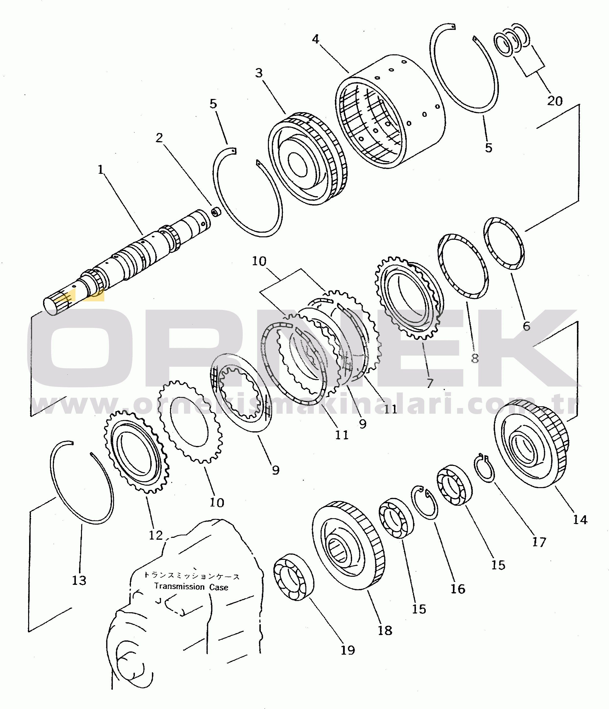 Komatsu WA70-1 S/N 10001-UP TRANSMISSION (2ND CLUTCH) (6/8)(#12001-)