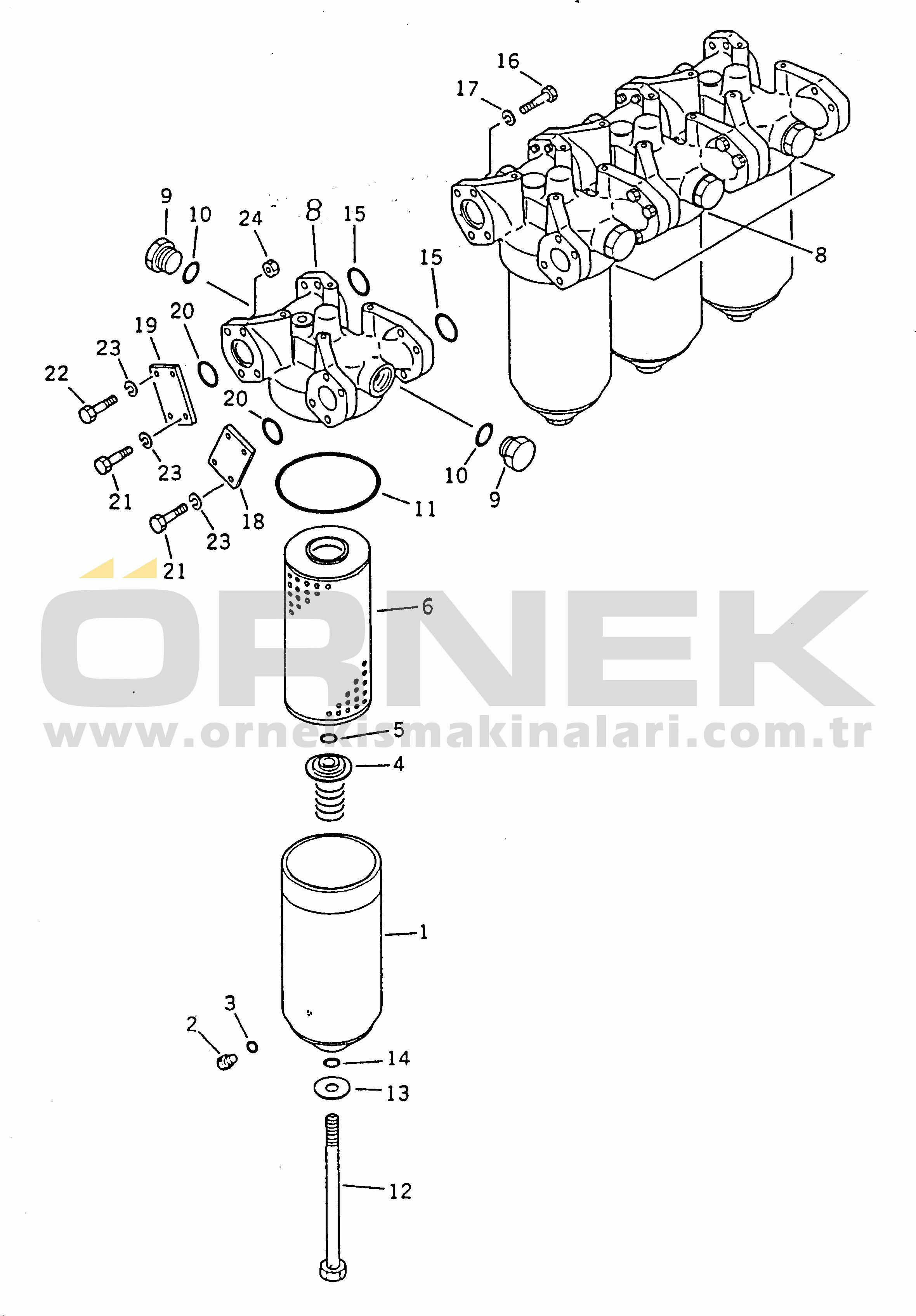 Komatsu WA700-1 S/N 10001-UP (-50cent. Spec.) TORQFLOW OIL FILTER