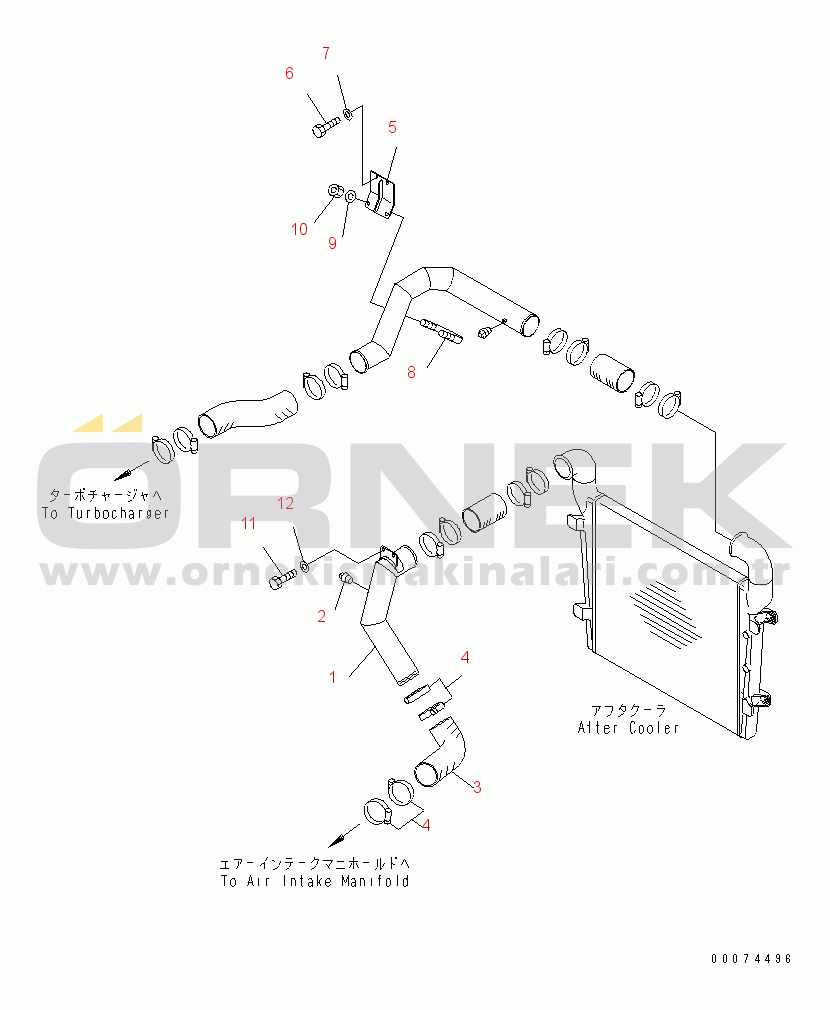 Komatsu WA700-3 S/N 50001-UP COOLING LINE (AFTER COOLER PIPING)(#51075-)