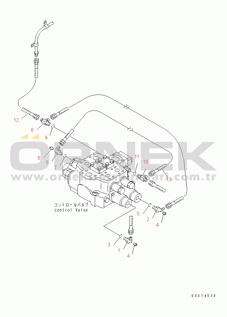 Komatsu WA700-3 S/N 50001-UP LOADER CONTROL VALVE (PIPING PARTS)(#51075-)