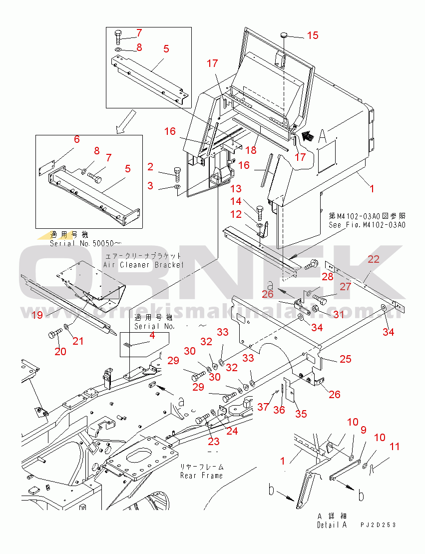 Komatsu WA700-3 S/N 50001-UP BULKHEAD (1/3) (BULKHEAD AND RELATED PARTS)(#50025-51000)