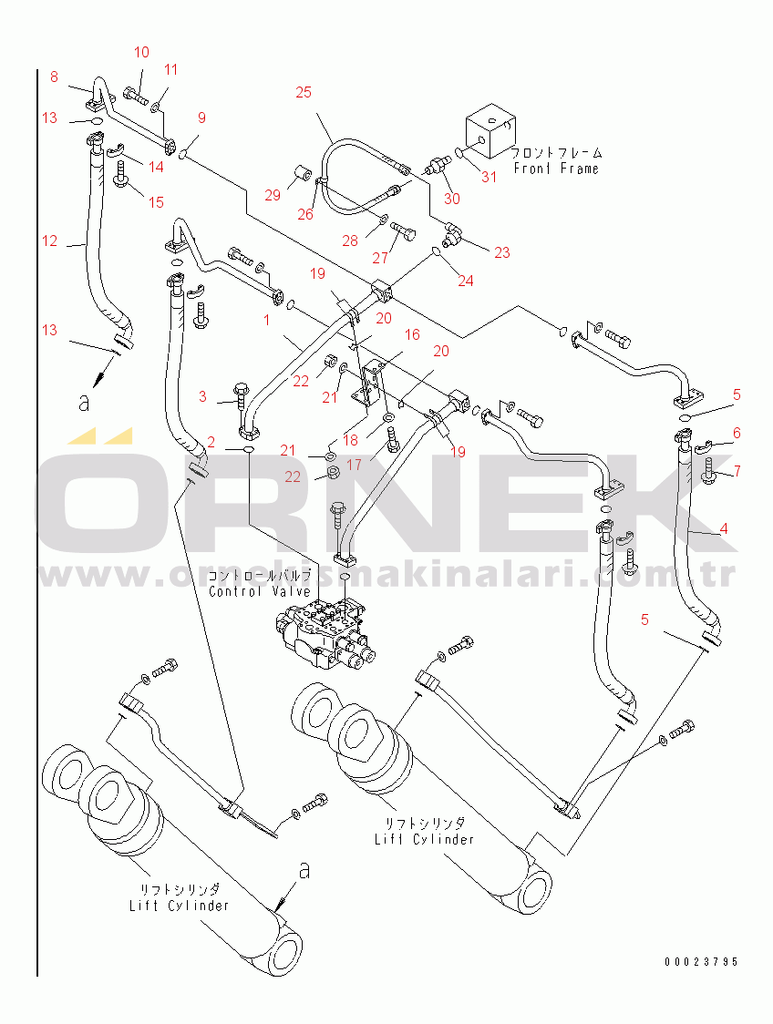 Komatsu WA700-3 S/N 50001-UP (KA Spec.) HYDRAULIC PIPING (LIFT CYLINDER LINE) (1/2) (ACTIVE WORKING)(#51001-51074)