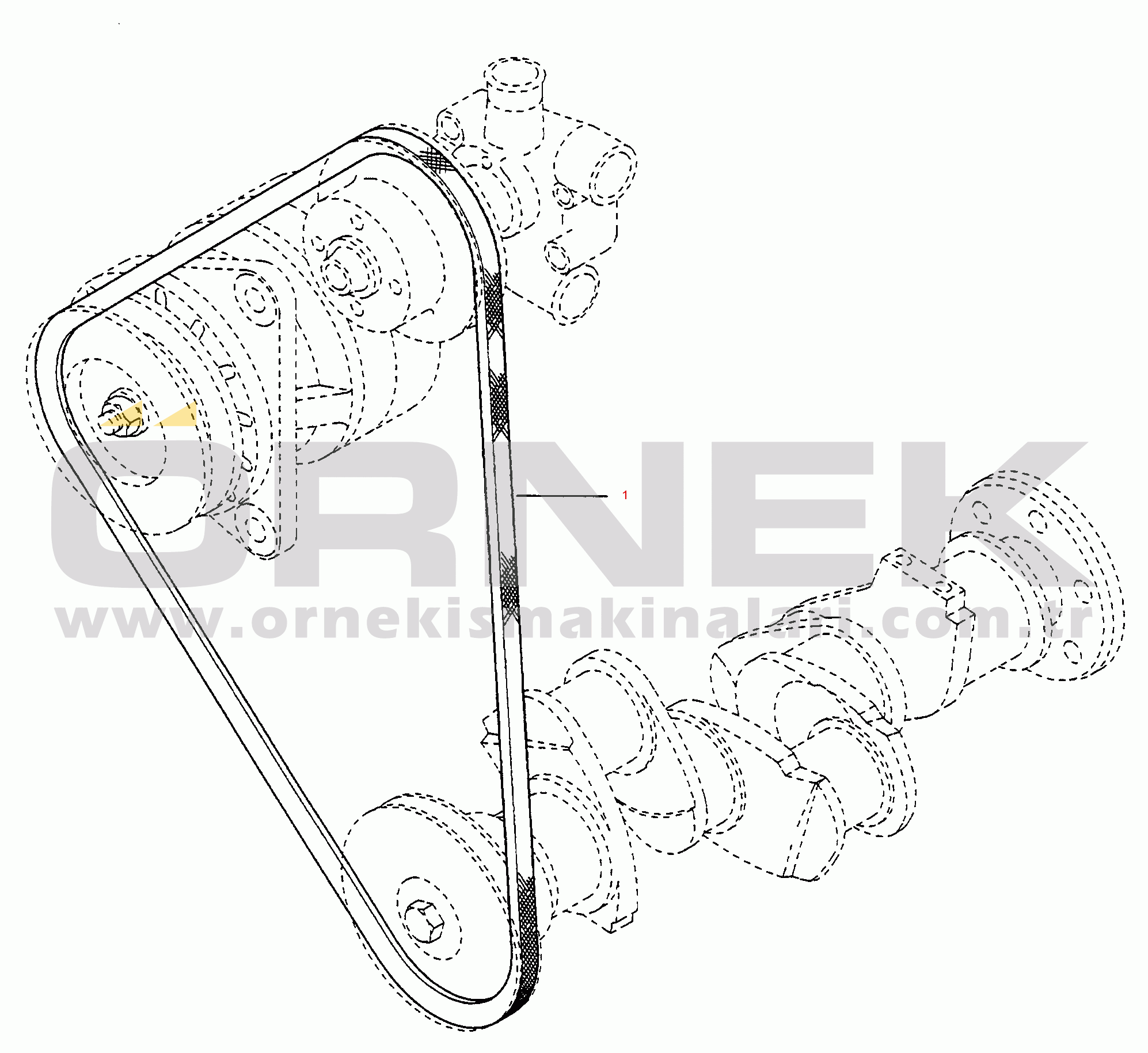 Komatsu WA75-1 (15F) S/N 371320051 and UP V-VELT ARRANGEMENT