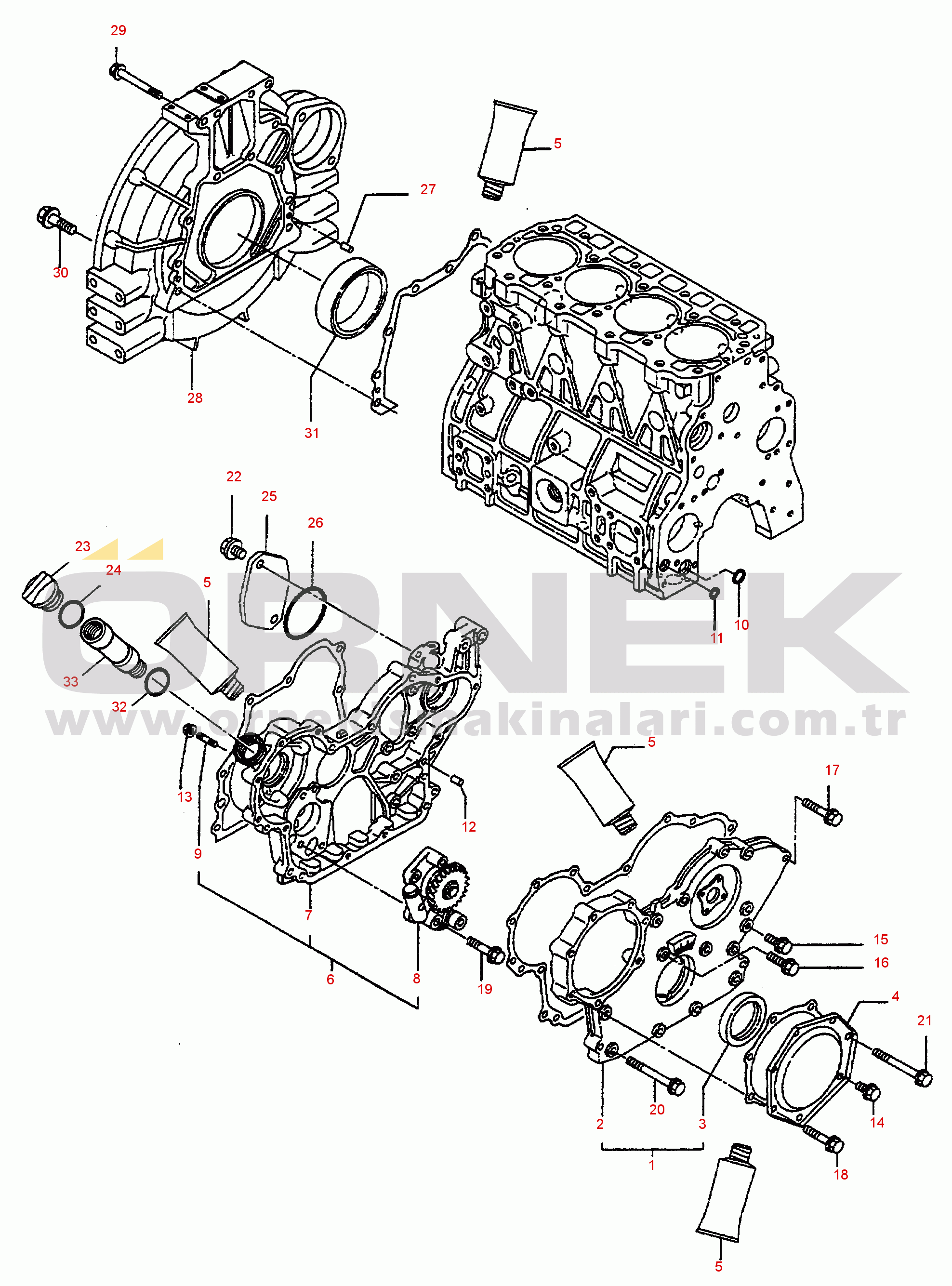 Komatsu WA75-3 FLEET S/N HA300051 and UP TIMING GEAR CASE AND FLYWHEEL HOUSING