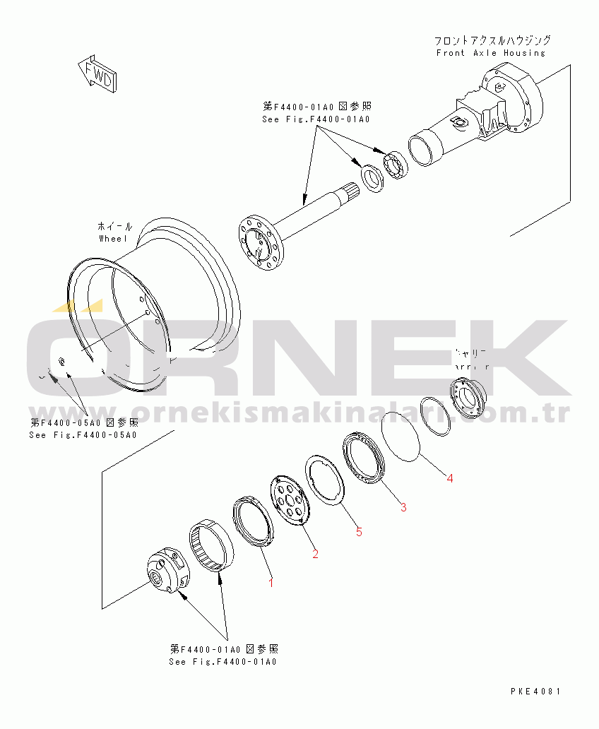 Komatsu WA80-3 S/N 10001-UP (Cab Spec.) FRONT AXLE (BRAKE)