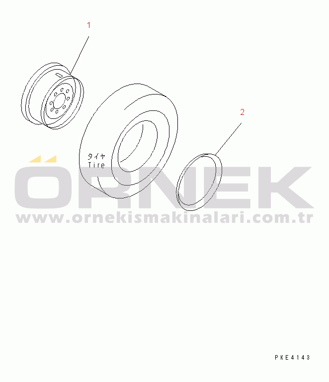 Komatsu WA80-3 S/N 10001-UP (Cab Stan.) WHEEL¤ 10.00-20 (FOR SOLID TIRE)