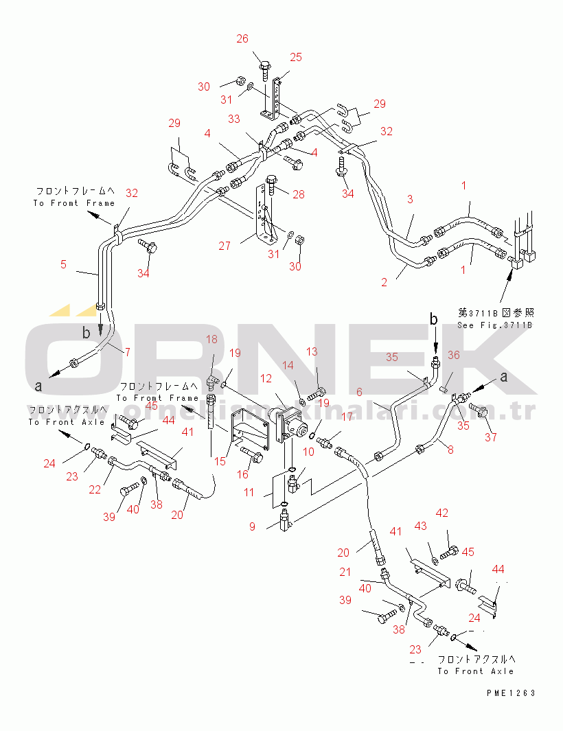 Komatsu WA800-2 S/N 10001-UP BRAKE OIL PIPING (FRONT BRAKE)(#10660-)