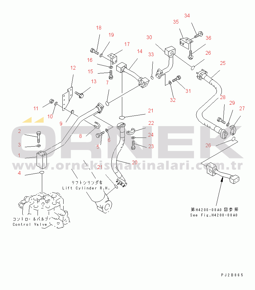Komatsu WA800-3 S/N 50001-UP HYDRAULIC LINE (LIFT CYLINDER BOTTOM LINE 2/2) (WITH MDP MONITOR)