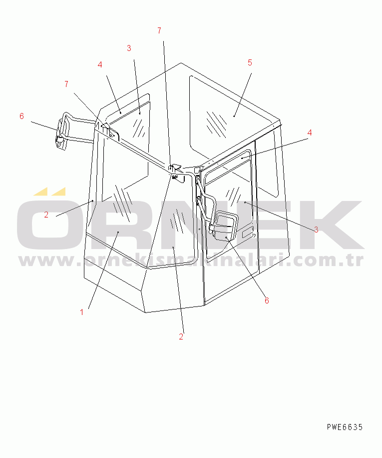 Komatsu WA800-3 S/N 50001-UP GLASS AND REAR VIEW MIRROR (WITH CAB)