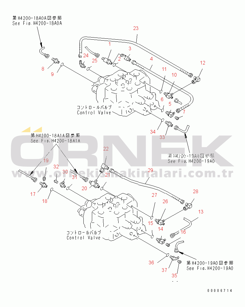 Komatsu WA900-3 S/N 50001-UP LOADER CONTROL VALVE (PIPING PARTS)(#50018-)