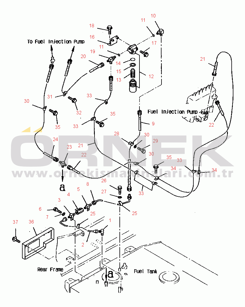 Komatsu WA900-1L S/N A20001-A20007 FIG NO. 1353 FUEL PIPING
