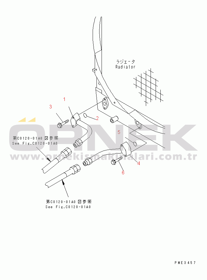 Komatsu WD500-3 S/N 50001-UP RADIATOR (STEERING OIL COOLER LINE)