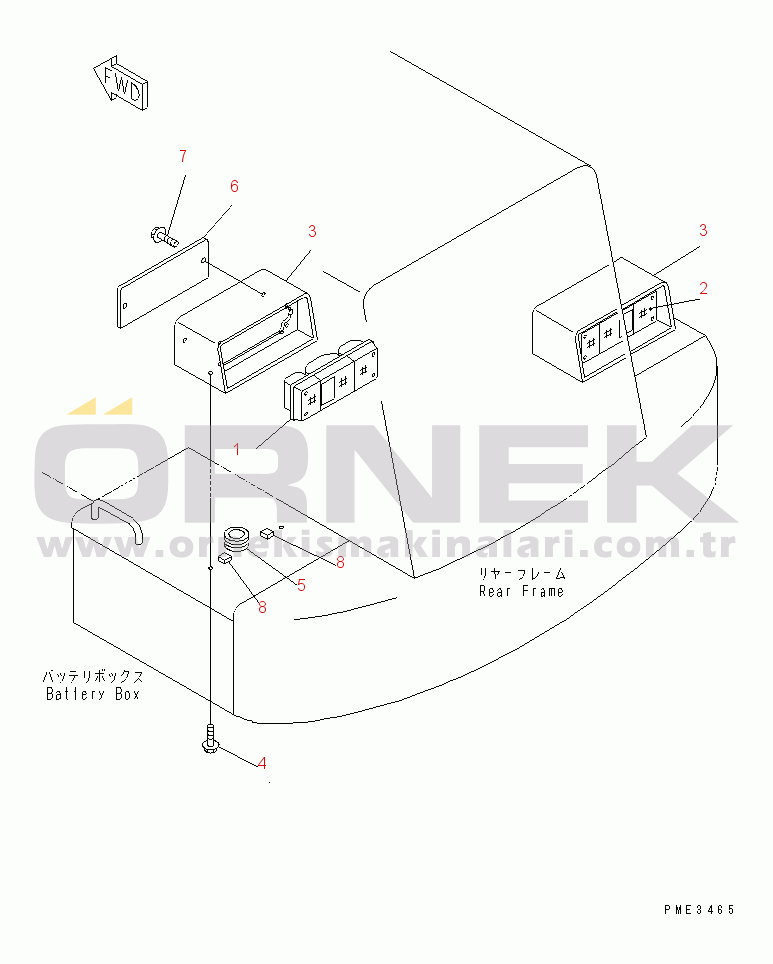 Komatsu WD500-3 S/N 50001-UP BATTERY BOX (REAR COMBINATION LAMP)