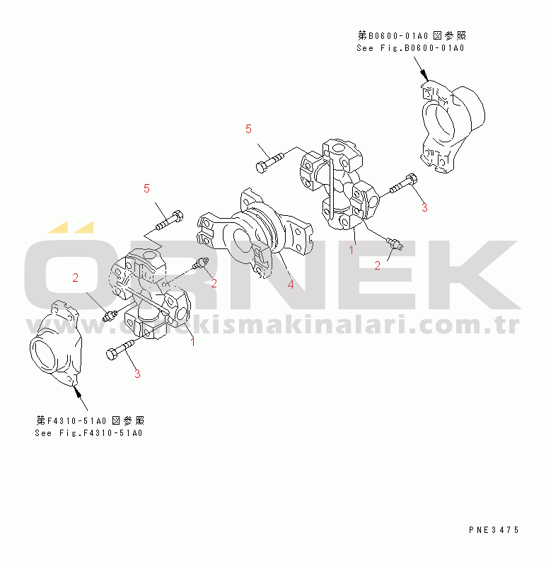 Komatsu WD500-3 S/N 50001-UP DRIVE SHAFT (UNIVERSAL JOINT)