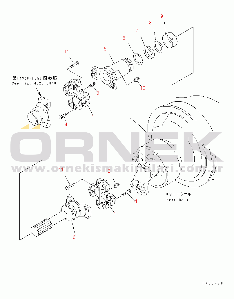Komatsu WD500-3 S/N 50001-UP DRIVE SHAFT (REAR AXLE SIDE)