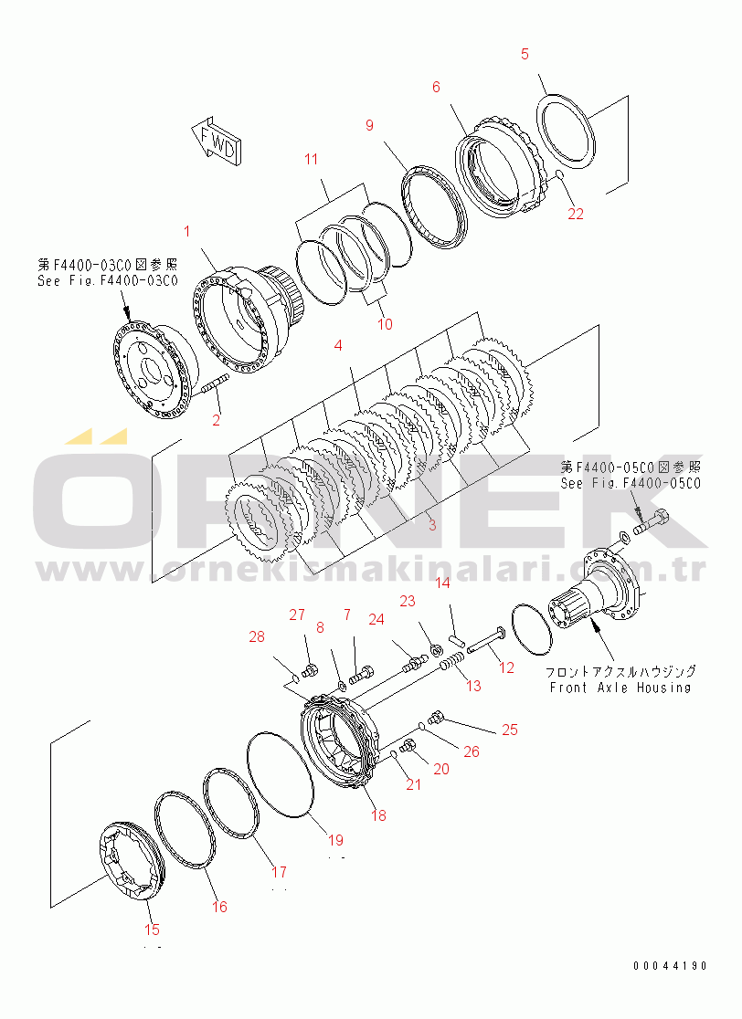Komatsu WD500-3 S/N 50001-UP FRONT AXLE (WHEEL BRAKE) (L.H.)(#.-)