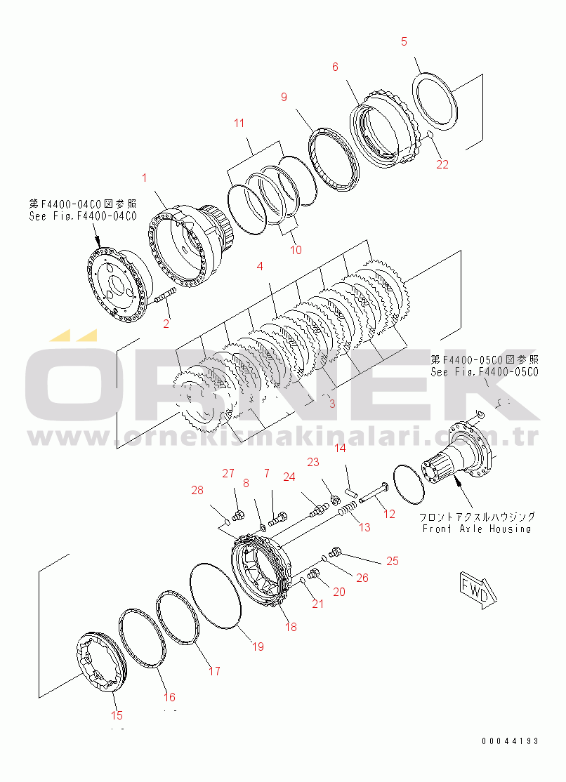 Komatsu WD500-3 S/N 50001-UP FRONT AXLE (WHEEL BRAKE) (R.H.)(#.-)