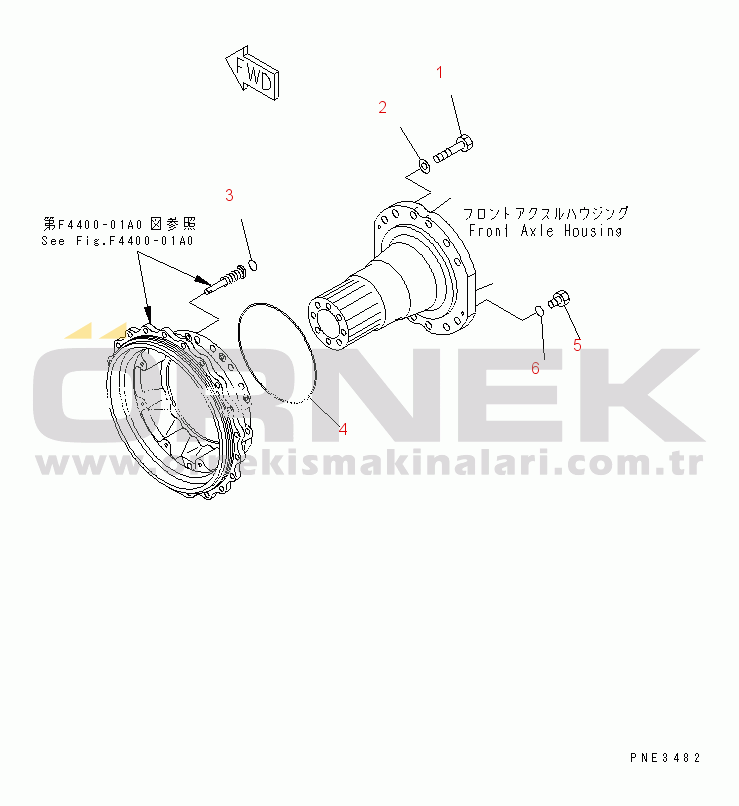 Komatsu WD500-3 S/N 50001-UP FRONT AXLE (WHEEL BRAKE MOUNTING PARTS)(#50001-.)
