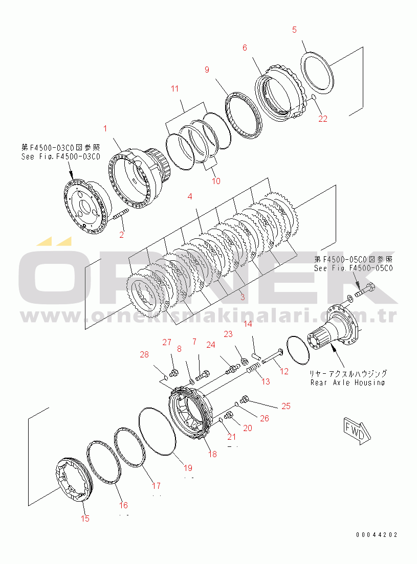 Komatsu WD500-3 S/N 50001-UP REAR AXLE (WHEEL BRAKE) (R.H.)(#.-)