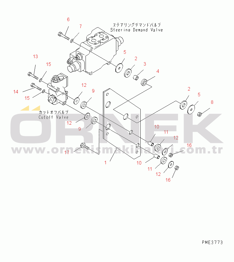 Komatsu WD500-3 S/N 50001-UP STEERING HYDRAULIC LINE (STEERING DEMAND VALVE MOUNTING PARTS)