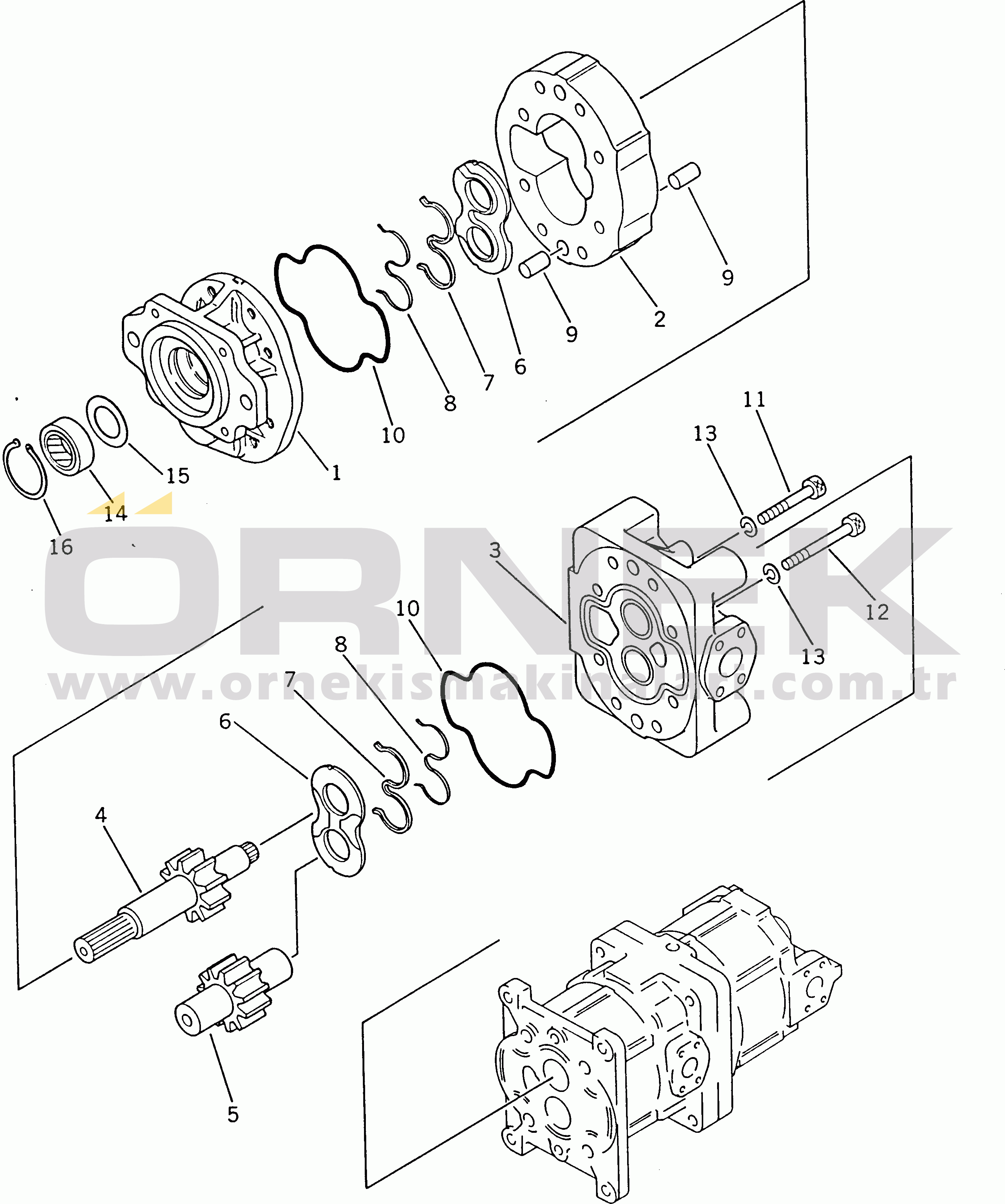 Komatsu WD600-1H S/N 10001-UP (-50cent. Stan.) HYDRAULIC PUMP (1/3)