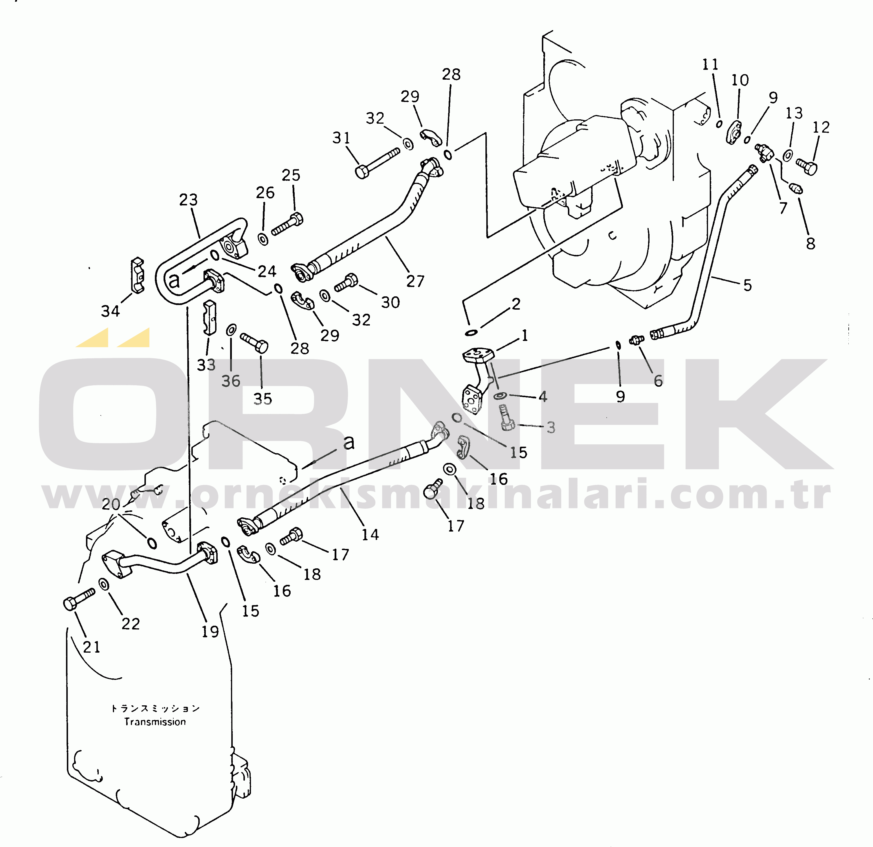 Komatsu WD600-1H S/N 10001-UP (-50cent. Stan.) TORQFLOW TRANSMISSION PIPING (2/4)