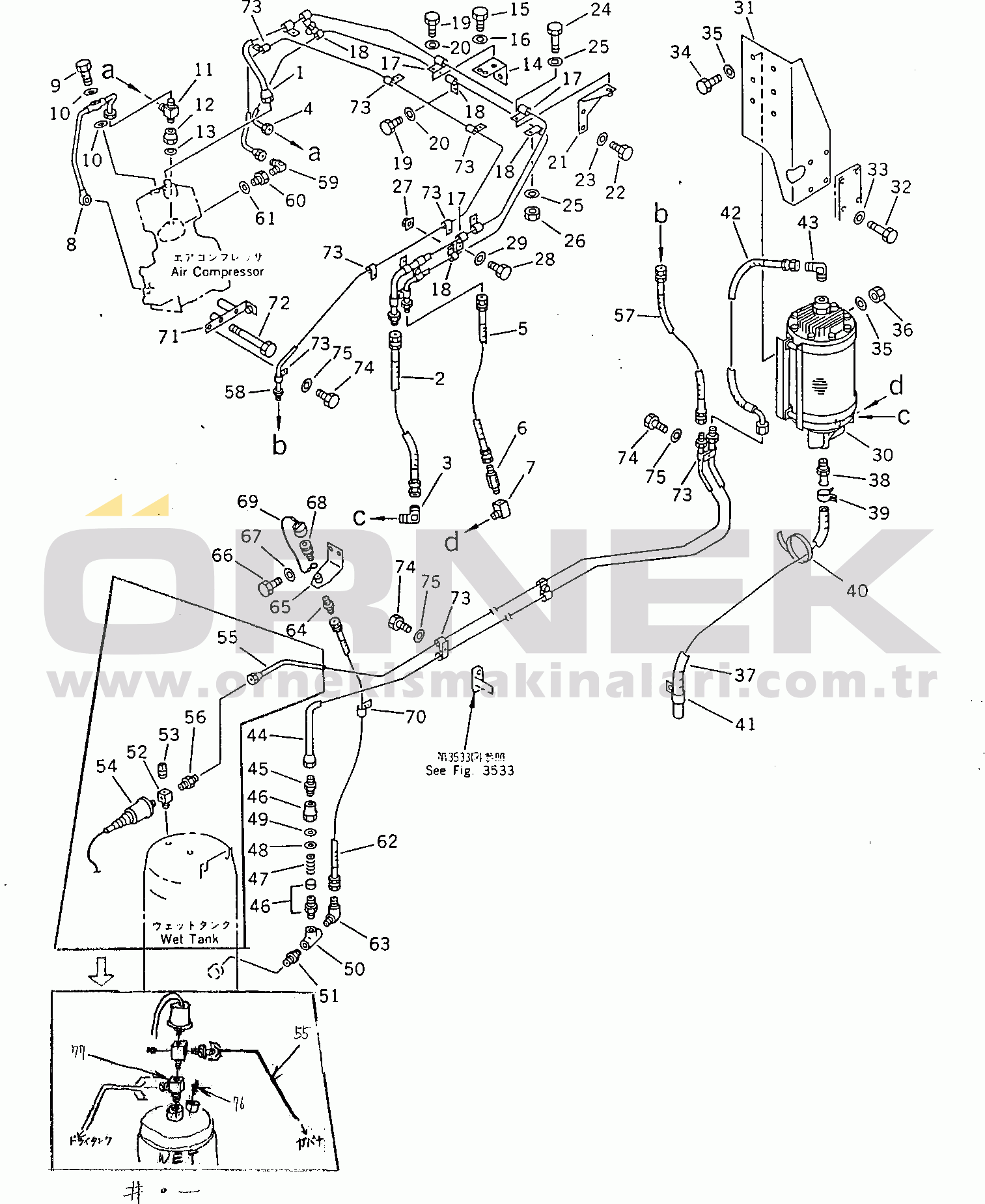 Komatsu WD600-1H S/N 10001-UP (-50cent. Stan.) AIR PIPING (1/6)