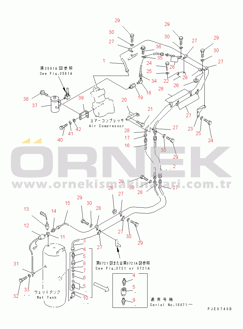 Komatsu WD600-1 S/N 10001-UP AIR PIPING (COMPRESSOR TO WET TANK)(#10055-)