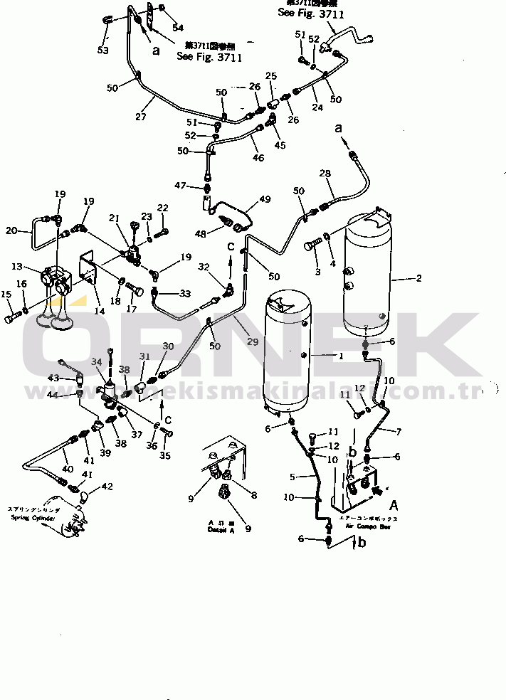 Komatsu WD600-1 S/N 10001-UP AIR PIPING (DRY TANK AND HORN)