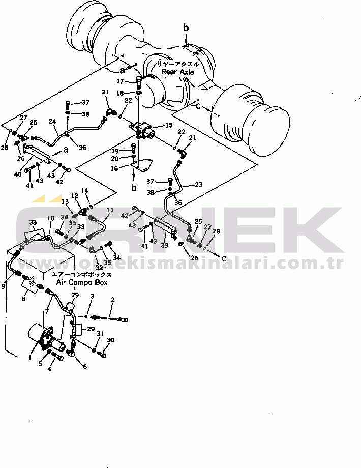 Komatsu WD600-1 S/N 10001-UP BRAKE OIL PIPING (CHAMBER TO REAR WHEEL BRAKE)