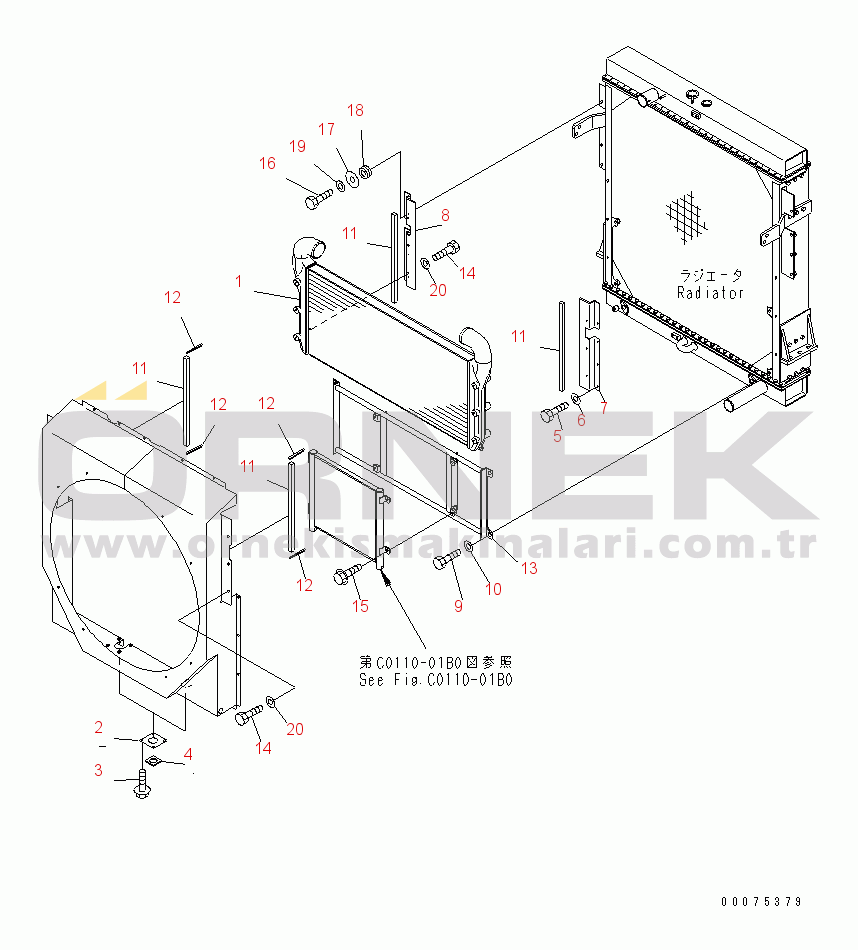 Komatsu WD600-3 S/N 50001-UP RADIATOR (INNER PARTS¤ 2/2)(#50093-)