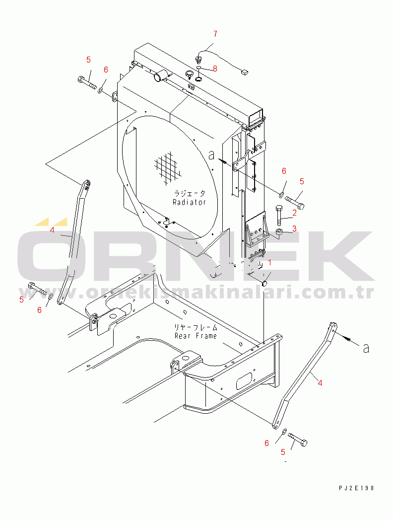 Komatsu WD600-3 S/N 50001-UP RADIATOR (MOUNTING PARTS AND WATER LEVEL SENSOR) (-50ЯC)(#50050-50092)