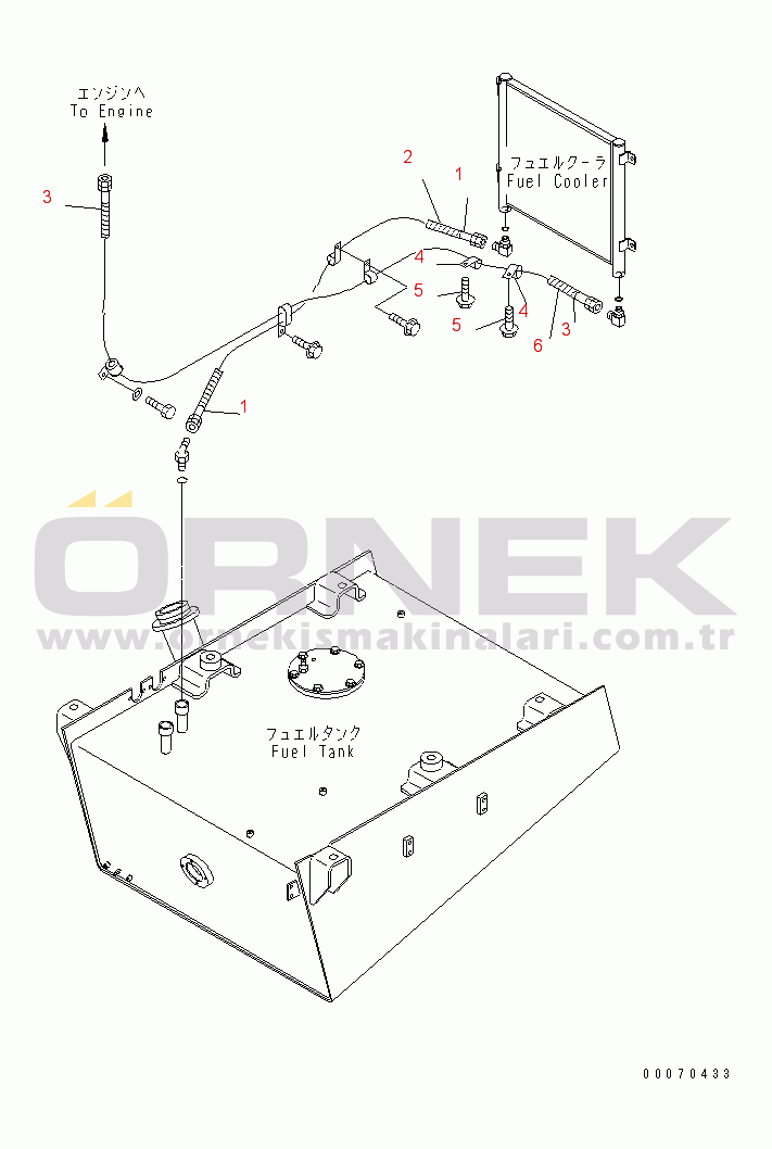 Komatsu WD600-3 S/N 50001-UP RADIATOR (FUEL PIPING) (-40ЯC SPEC.)(#50093-)