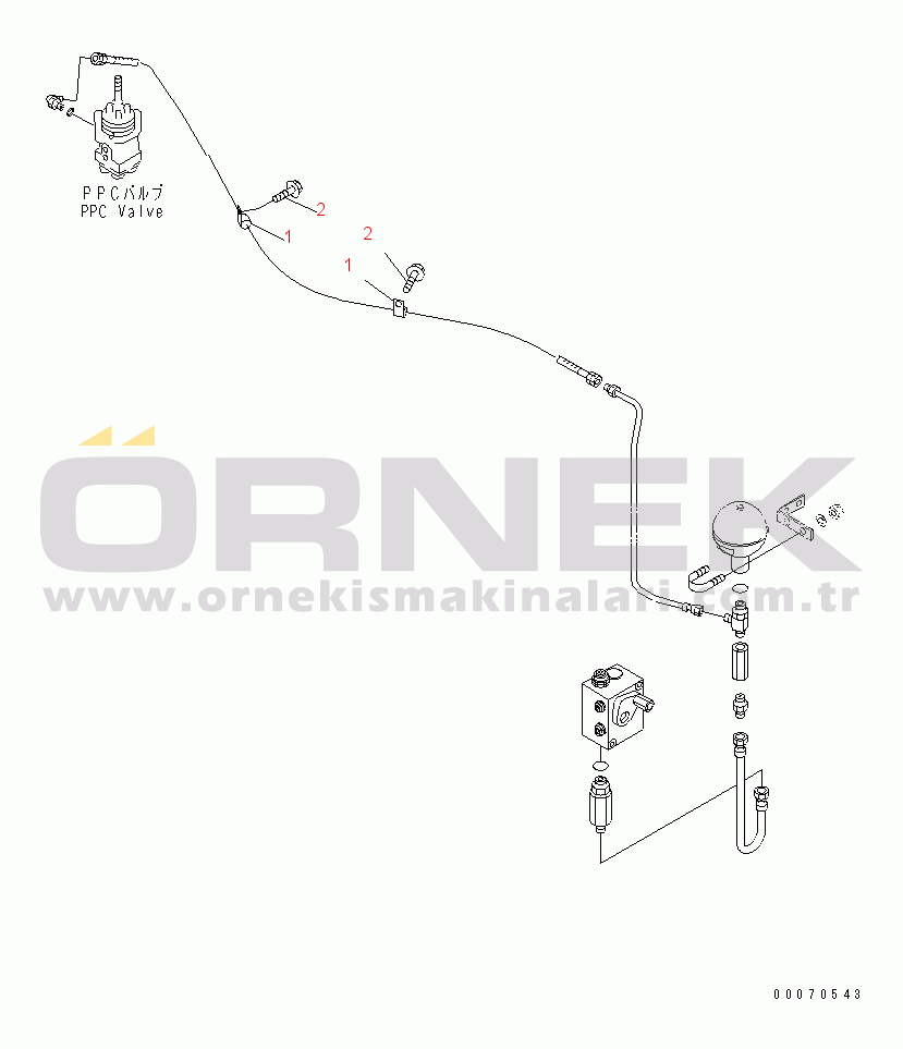 Komatsu WD600-3 S/N 50001-UP HYDRAULIC LINE (CHARGE VALVE TO P.P.C. VALVE)(#50093-)