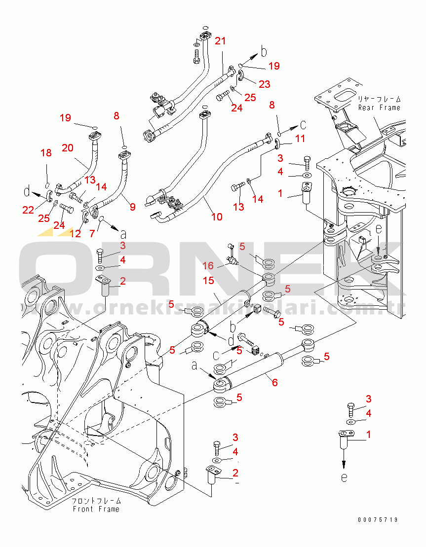 Komatsu WD600-3 S/N 50001-UP STEERING CYLINDER (CYLINDER AND CYLINDER PIPING) (WITH PM CLINIC) (-40ЯC SPEC.)(#50093-)